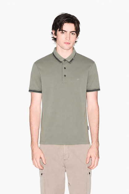 Armani Exchange Logo-Collar Slim-Fit Polo Shirt – Sage Green