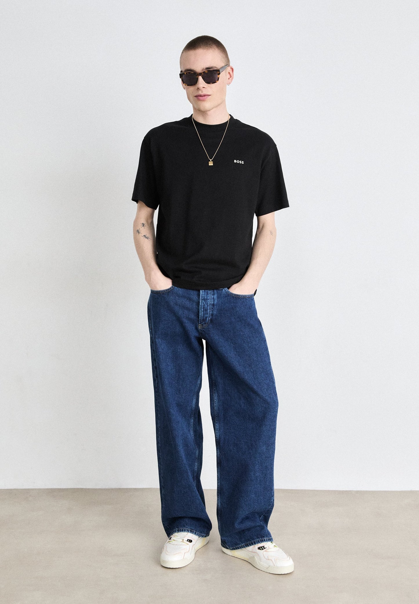 BOSS Cotton Jersey T-Shirt with Map Graphic Print - Black
