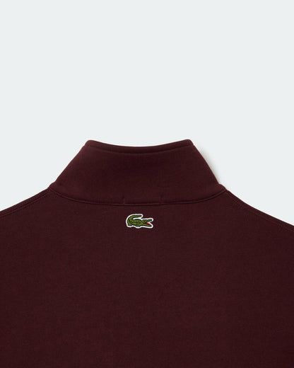 Lacoste High Neck Zip-Up Print Sweatshirt in burgundy