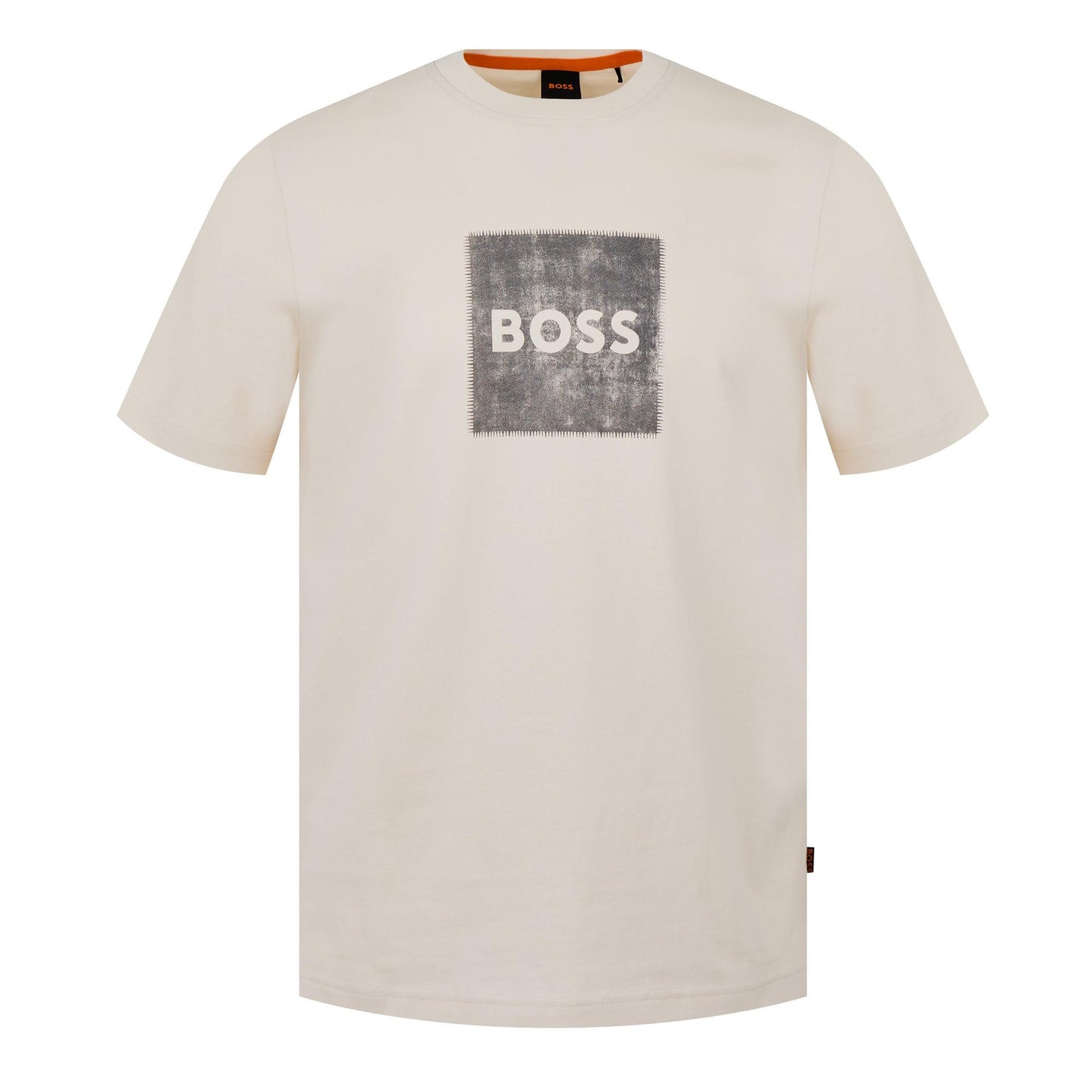BOSS Regular-Fit Cotton T-Shirt with Distressed Stitch-Effect Logo