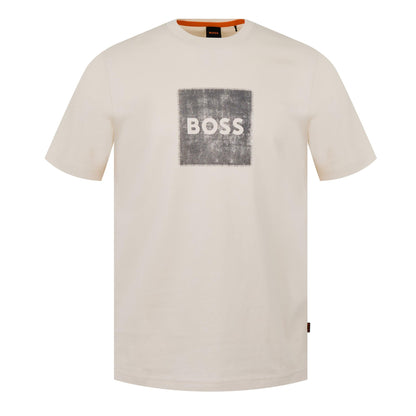 BOSS Regular-Fit Cotton T-Shirt with Distressed Stitch-Effect Logo