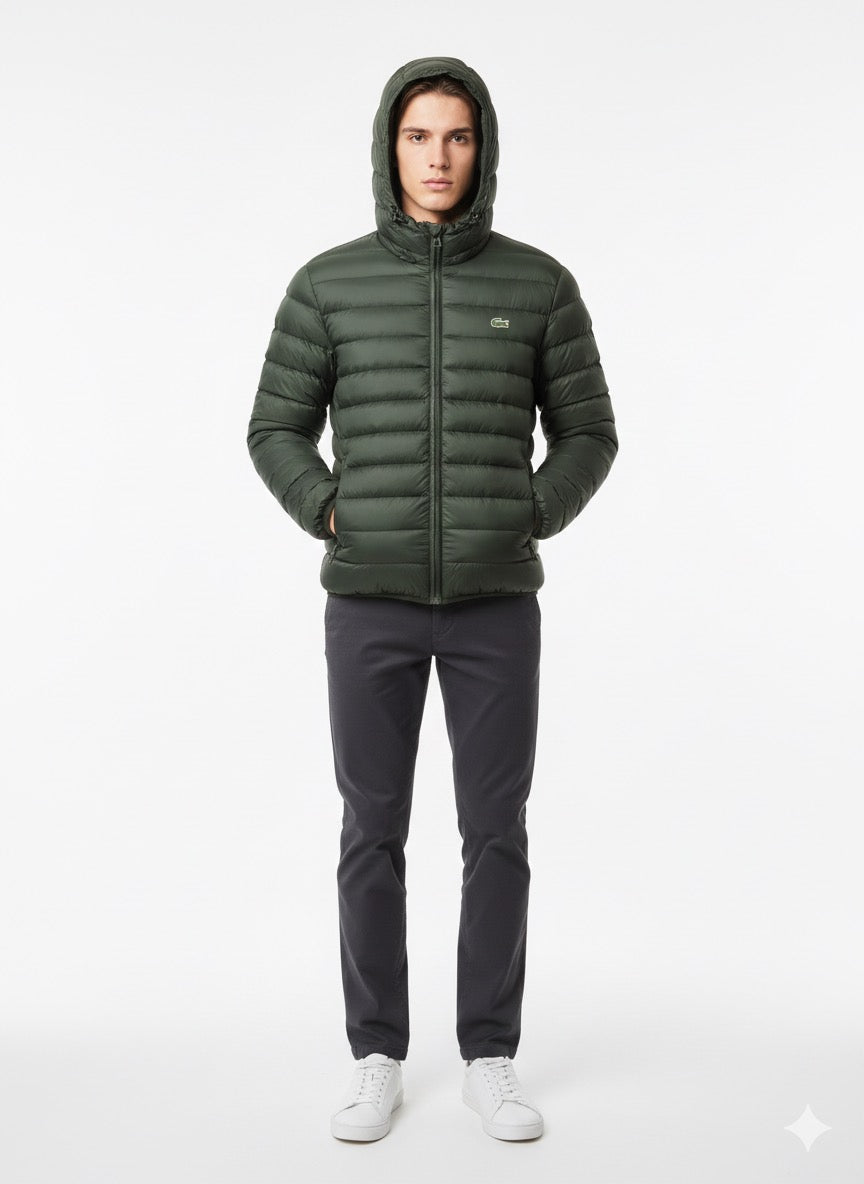 Lacoste Lightweight Puffer Jacket in Forest Green