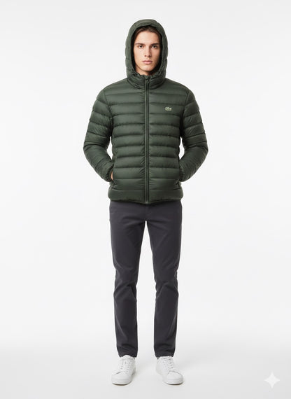 Lacoste Lightweight Puffer Jacket in Forest Green