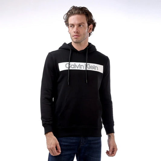Calvin Klein Men’s Monogram Box Logo Essentials Hoodie – Jet Black
