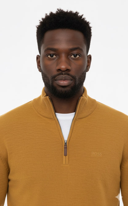 BOSS Men's Half-Zip Jumper - Amber Yellow / Mustard
