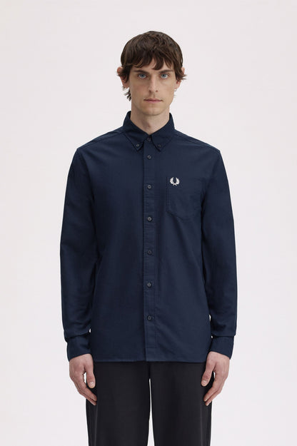 Fred Perry Slim-Fit Button-Down Cotton Oxford Shirt in Navy