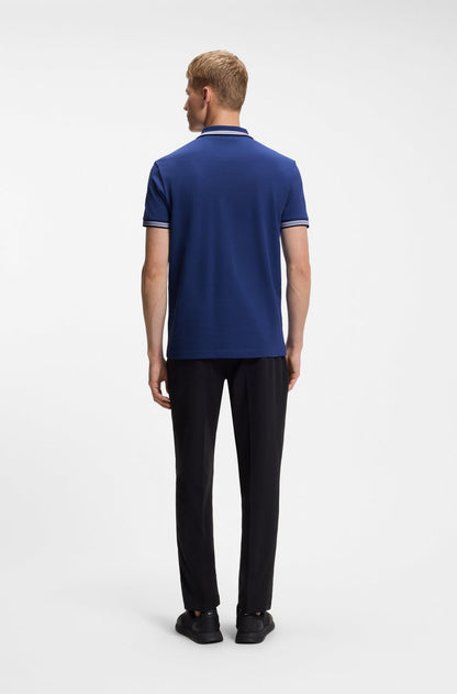 BOSS Slim-Fit Polo Shirt in Mercerized Cotton with Striped Accents