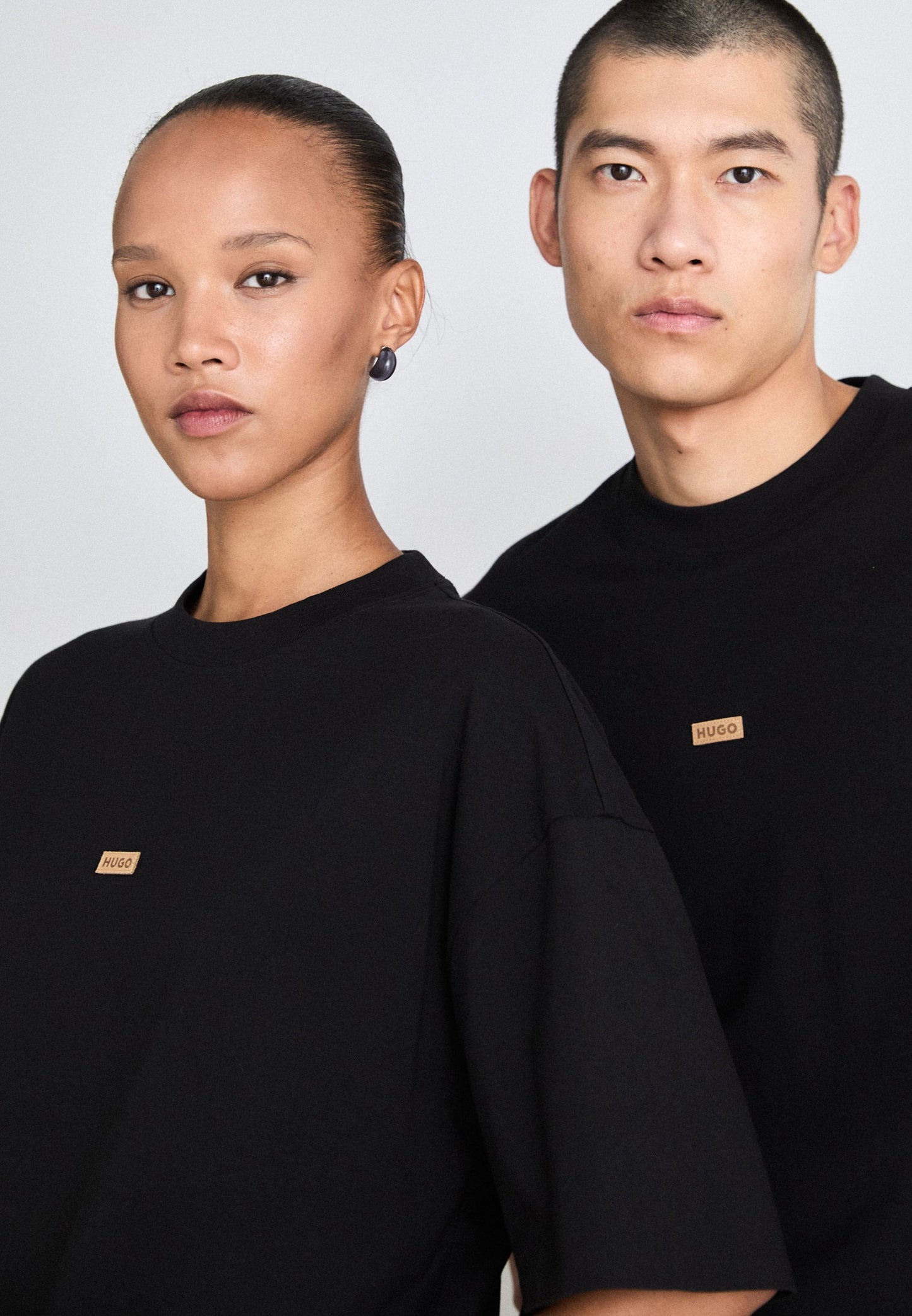 HUGO Unisex Oversized T-Shirt with Faux-Suede Logo Patch