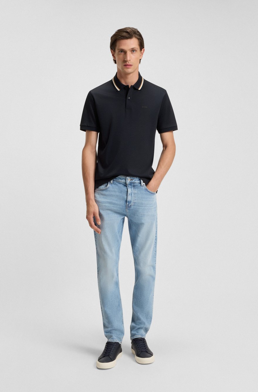 BOSS Slim-Fit Piqué Polo – Signature Gold Tipped Collar