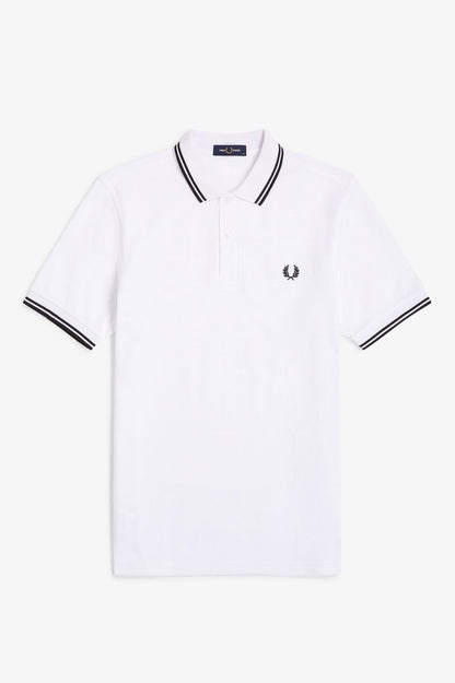 Fred Perry M3600 Twin Tipped Polo Shirt – White & Black