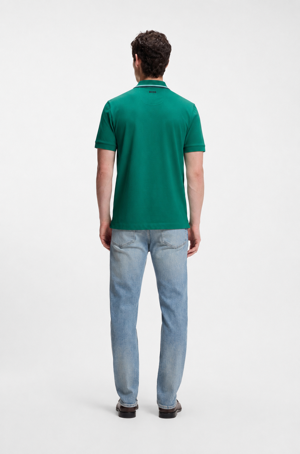 BOSS Regular-Fit Cotton Piqué Polo Shirt in Emerald Green