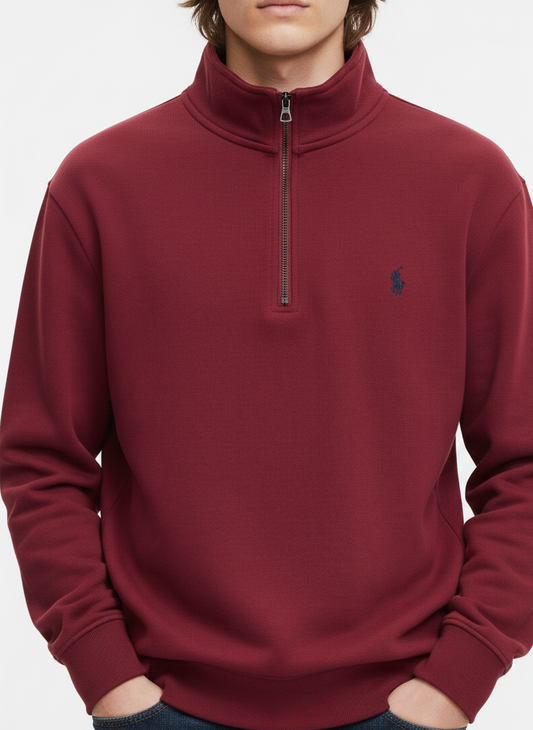 Polo Ralph Lauren Cotton-Blend Quarter-Zip Pullover - Burgundy