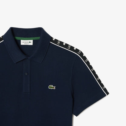 Lacoste Regular Fit Monogram Tape Cotton Polo Shirt – Navy Blue