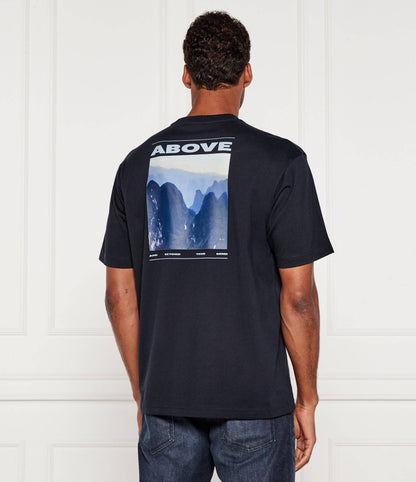 BOSS Relaxed-Fit Cotton Graphic T-Shirt with "Above" Mountain Print
