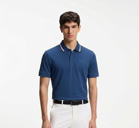 BOSS Slim-Fit Polo Shirt in Luxury Stretch Cotton with Signature Tipping