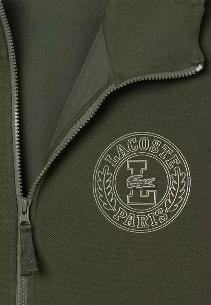 Lacoste Green Full-Zip Hoodie - Circle Logo Badge Embroidery