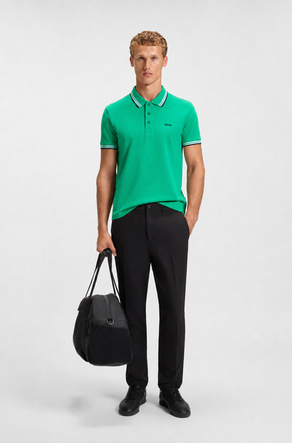 BOSS Regular-Fit Cotton Piqué Polo Shirt in Bright Green