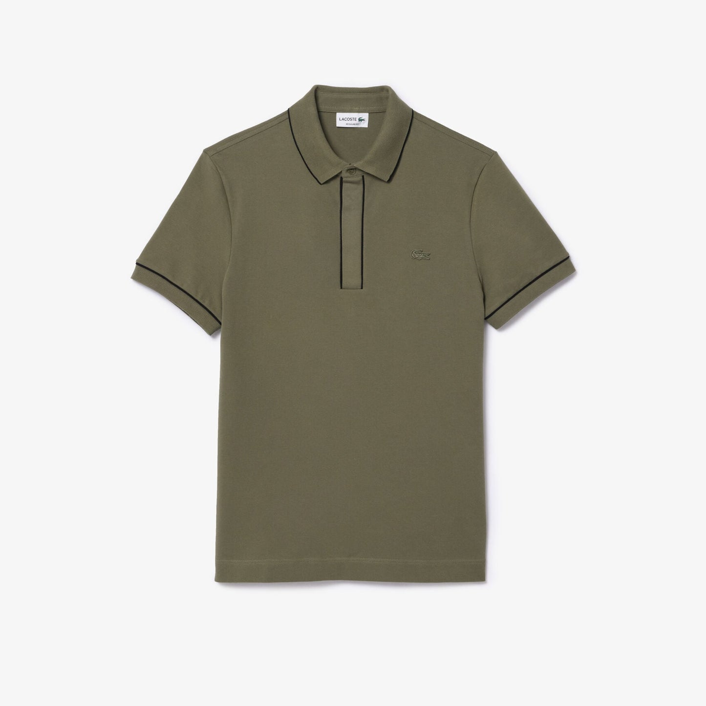Lacoste Regular Fit Piped Organic Cotton Polo Shirt – Khaki Green