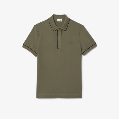 Lacoste Regular Fit Piped Organic Cotton Polo Shirt – Khaki Green