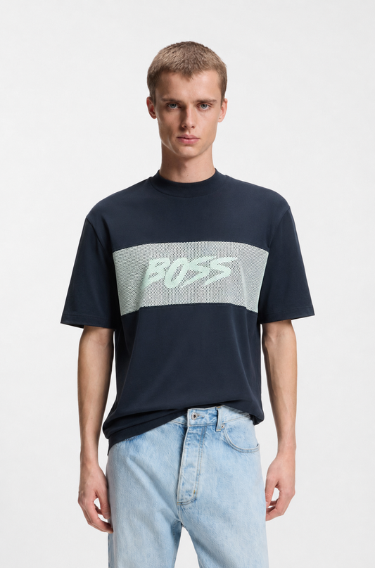 BOSS Regular-Fit Mesh Graphic Tee