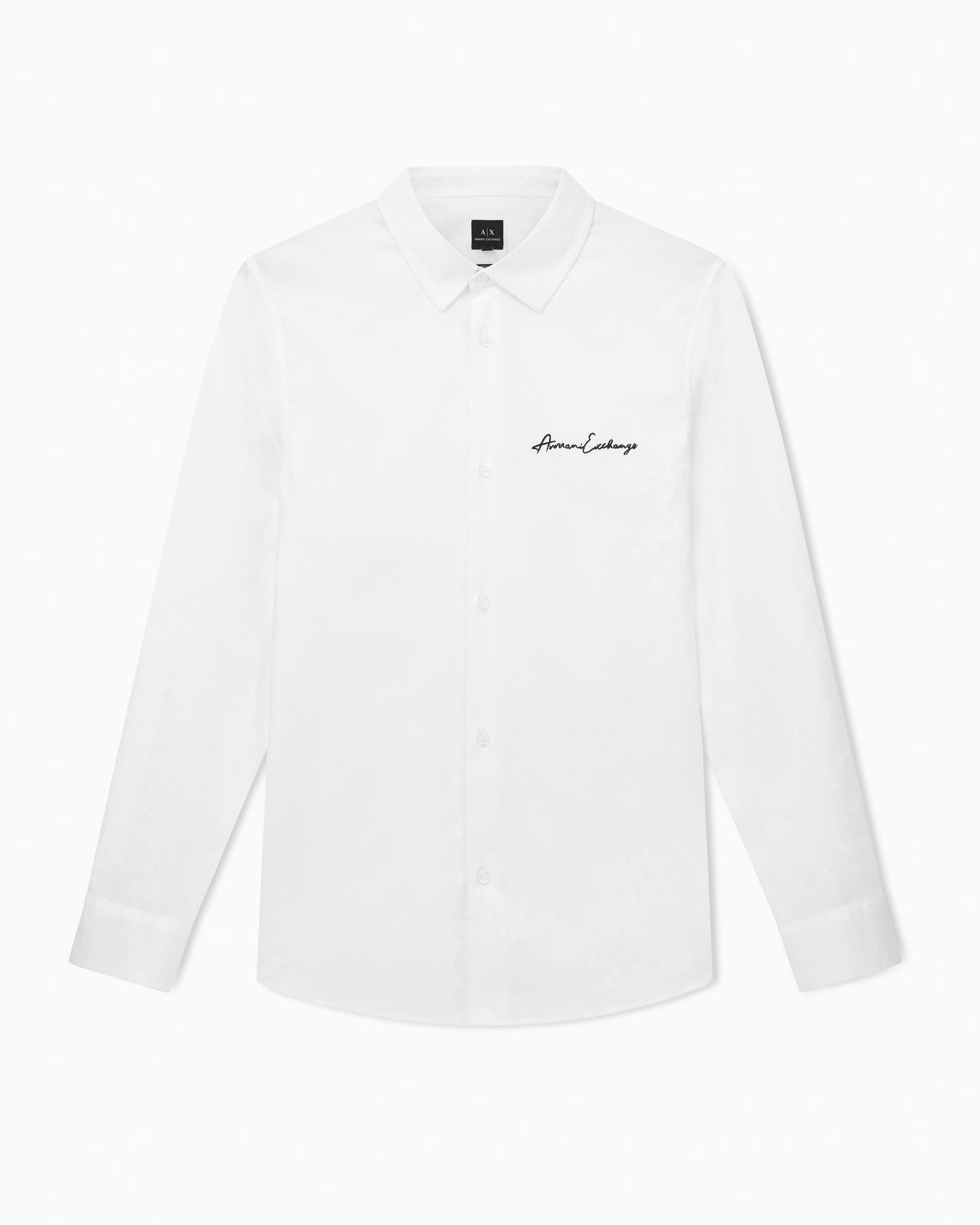Armani Exchange Slim Fit Script Embroidered Shirt – White