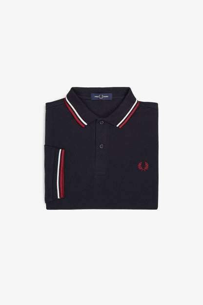 Fred Perry M3600 Twin Tipped Polo Shirt - Navy / White / Red