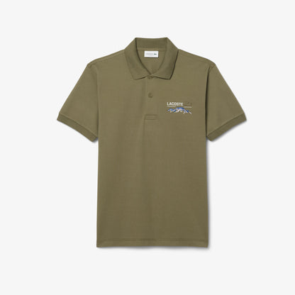 Lacoste Heritage Piqué Polo – Khaki Mountain Graphic Edition