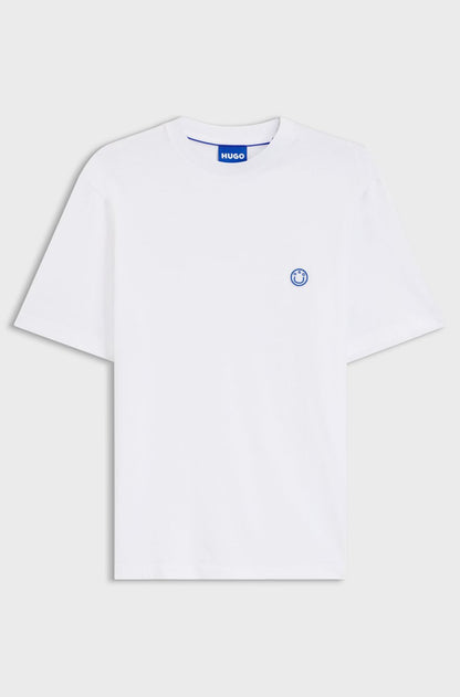 HUGO Relaxed-Fit Cotton T-Shirt with Embroidered "Smile" Logo