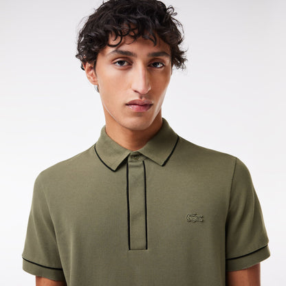 Lacoste Regular Fit Piped Organic Cotton Polo Shirt – Khaki Green