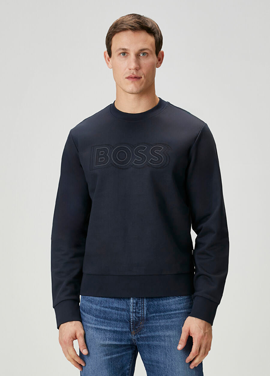 TONAL-LOGO SWEATSHIRT IN COTTON BLEND
