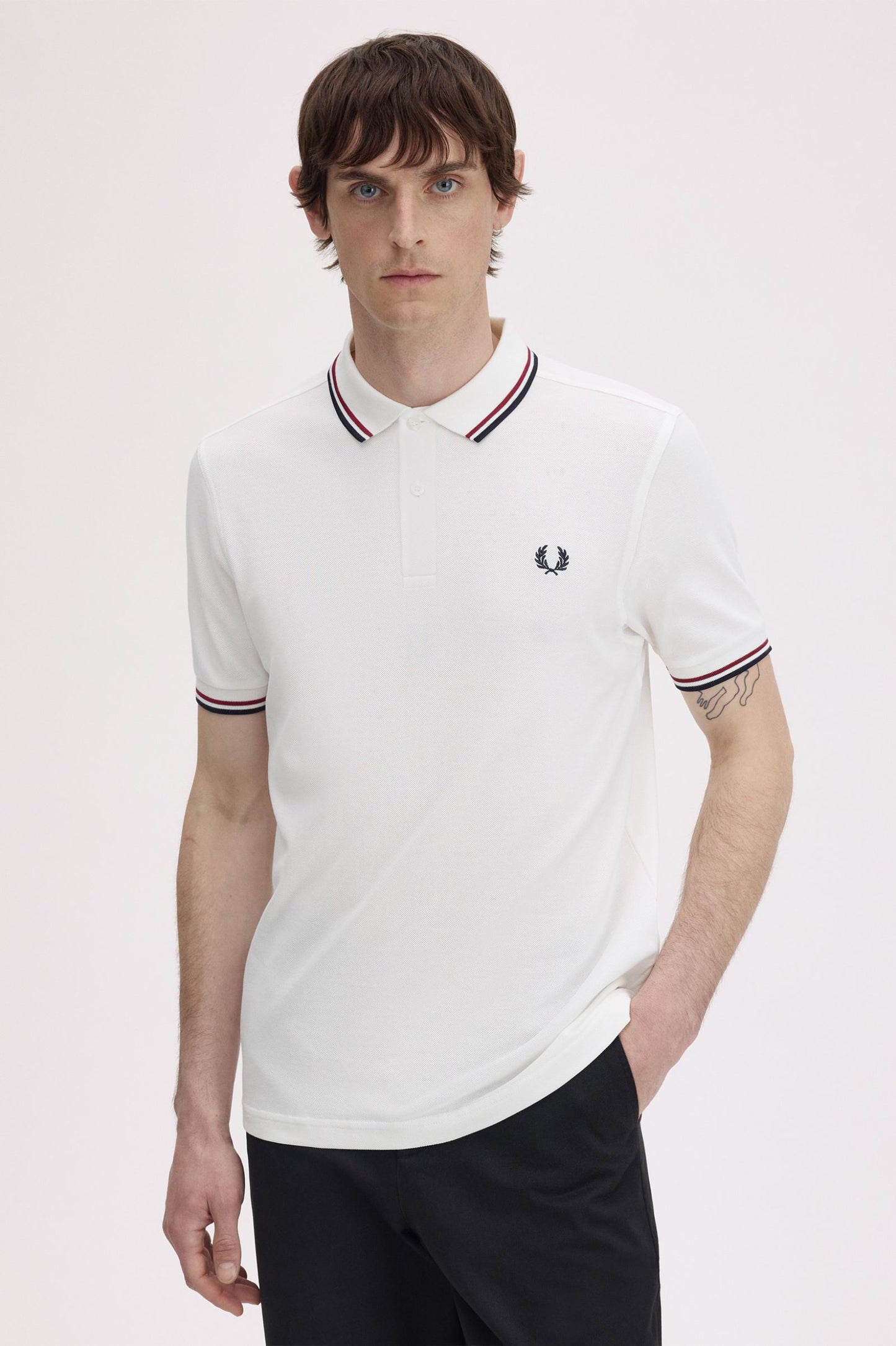 Fred Perry M3600 Twin Tipped Polo Shirt - Snow White