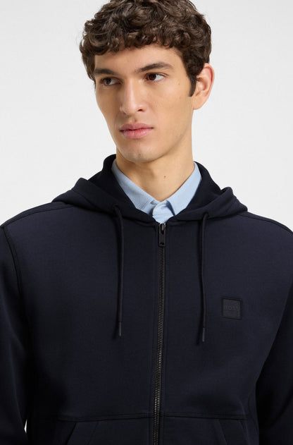 BOSS Athleisure Full-Zip Logo Hoodie - Dark Navy Blue