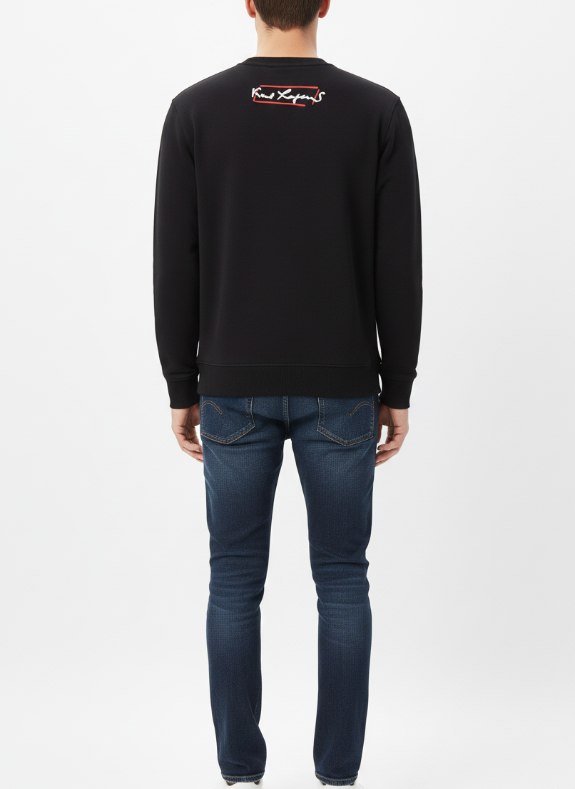 KARL LAGERFELD Men’s Signature Sketch Graphic Sweatshirt – Jet Black