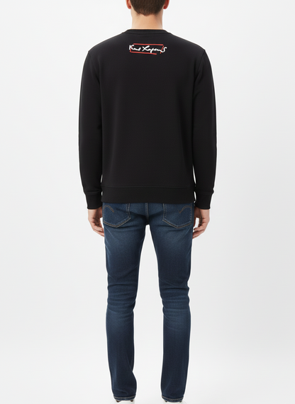 KARL LAGERFELD Men’s Signature Sketch Graphic Sweatshirt – Jet Black