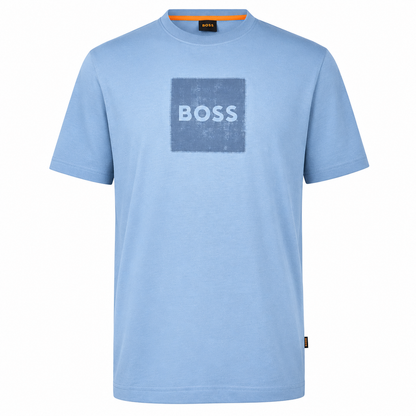 BOSS Regular-Fit Cotton T-Shirt with Distressed Stitch-Effect Logo