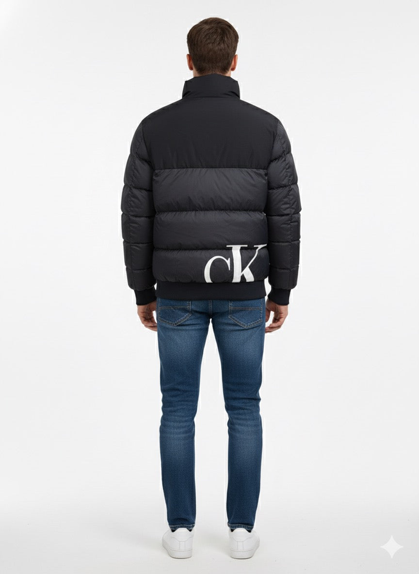 Calvin Klein Puffer Jacket with Bold CK Back Logo - Navy blue