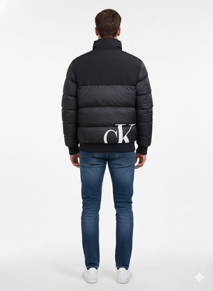 Calvin Klein Puffer Jacket with Bold CK Back Logo - Navy blue