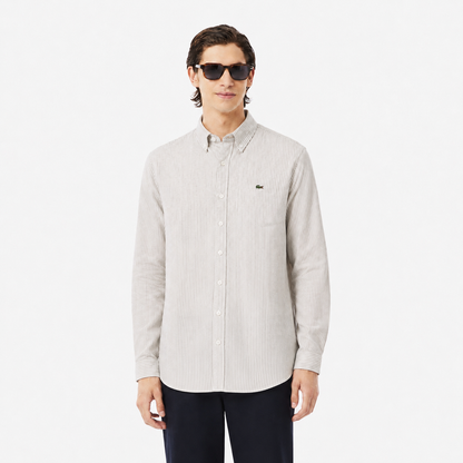 Lacoste Men's Slim Fit Striped Cotton Oxford Shirt
