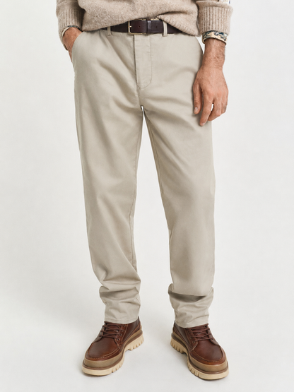 GANT Premium Cotton Twill Slim Fit Chino Trousers – Beige
