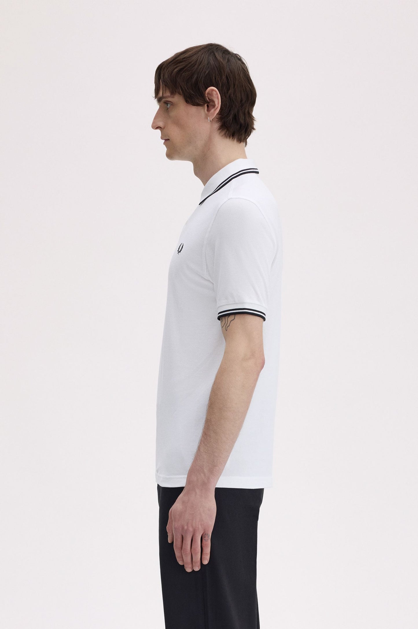 Fred Perry M3600 Twin Tipped Polo Shirt – White & Black
