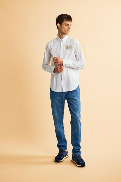La Martina Slim Fit Solid Poplin Shirt – Optical White