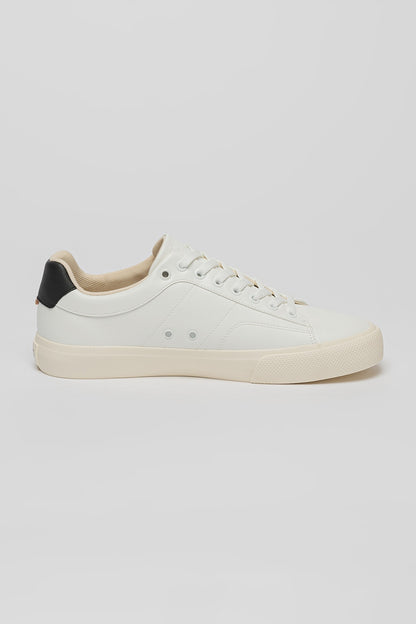 BOSS Men's Seth Low-Top Leather Sneakers – Open White & Camel