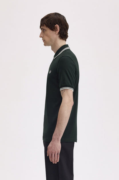 Fred Perry Twin Tipped Polo Shirt – Racing Green & White