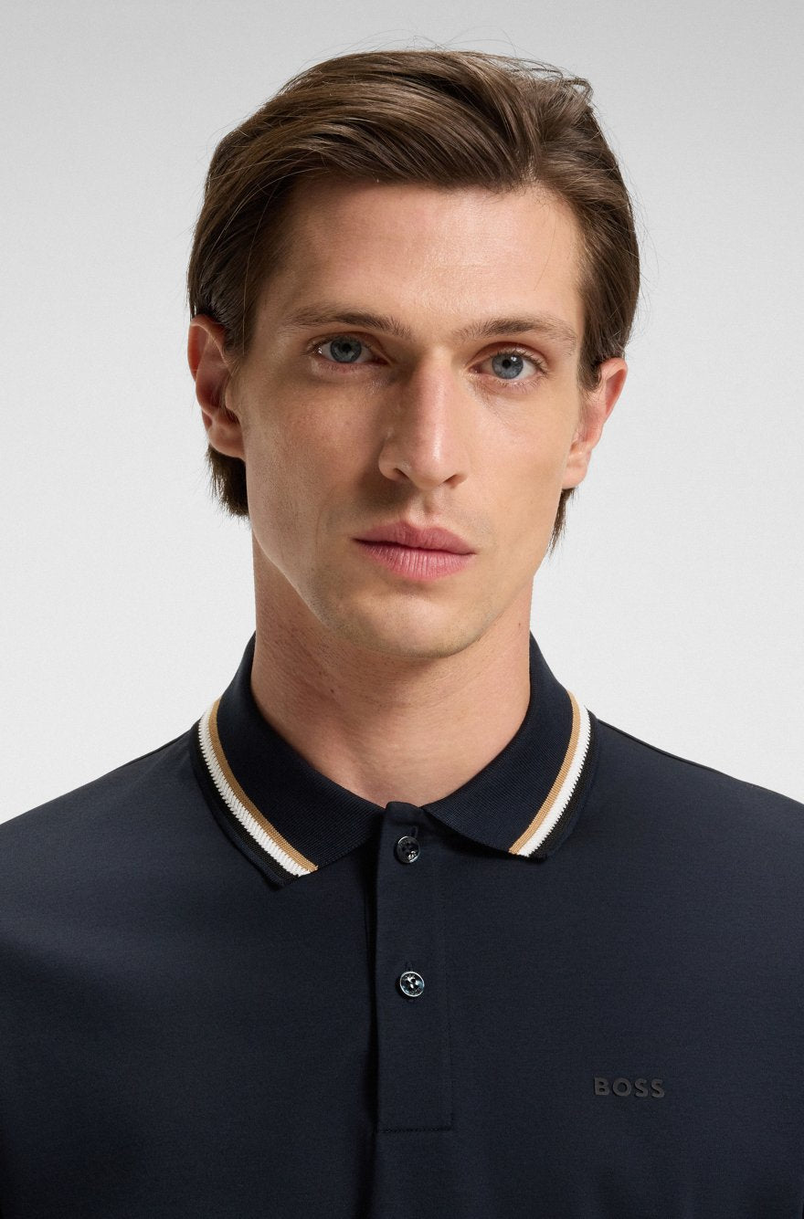 BOSS Slim-Fit Piqué Polo – Signature Gold Tipped Collar