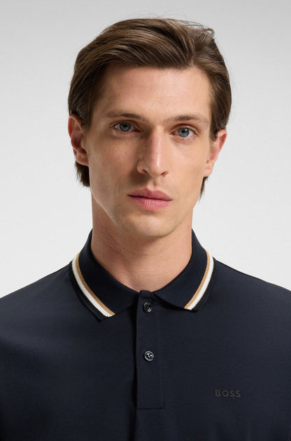 BOSS Slim-Fit Piqué Polo – Signature Gold Tipped Collar