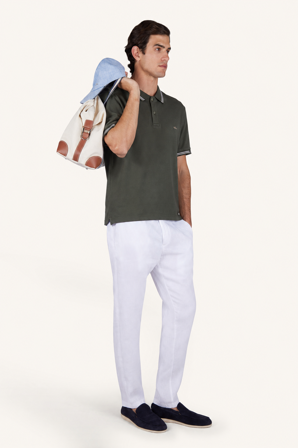 Paul & Shark Tipped Collar Smooth Cotton Polo Shirt – Olive Green
