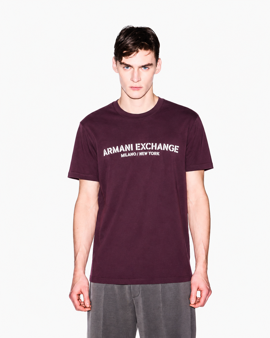 Armani Exchange Regular-Fit Cotton Heritage T-Shirt in Burgundy