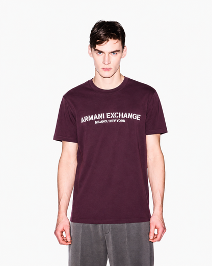 Armani Exchange Regular-Fit Cotton Heritage T-Shirt in Burgundy