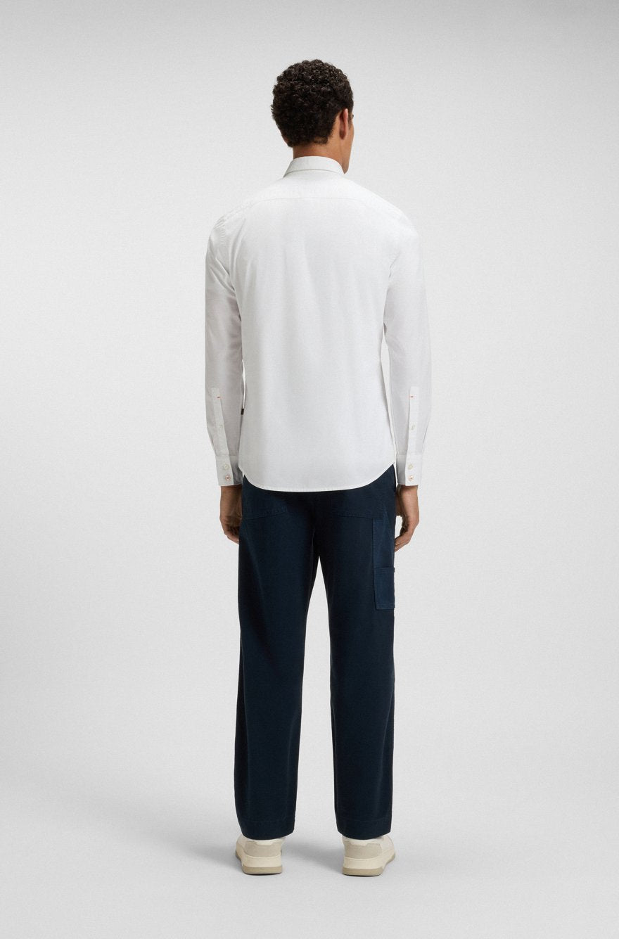 BOSS Men’s Regular-Fit Oxford Shirt in Solid White Cotton