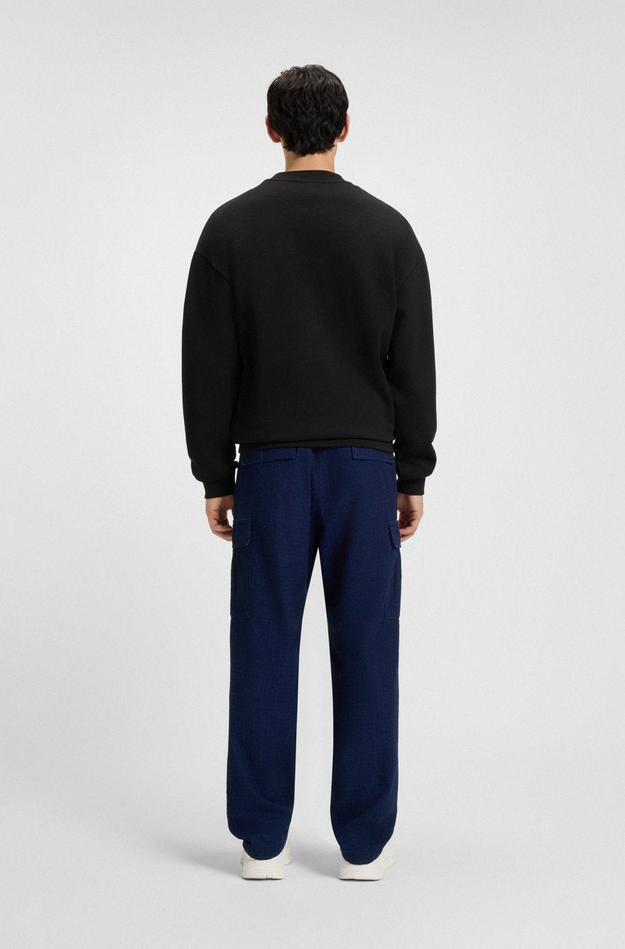 HUGO Men’s Diragol Blue Box Logo Sweatshirt – Black